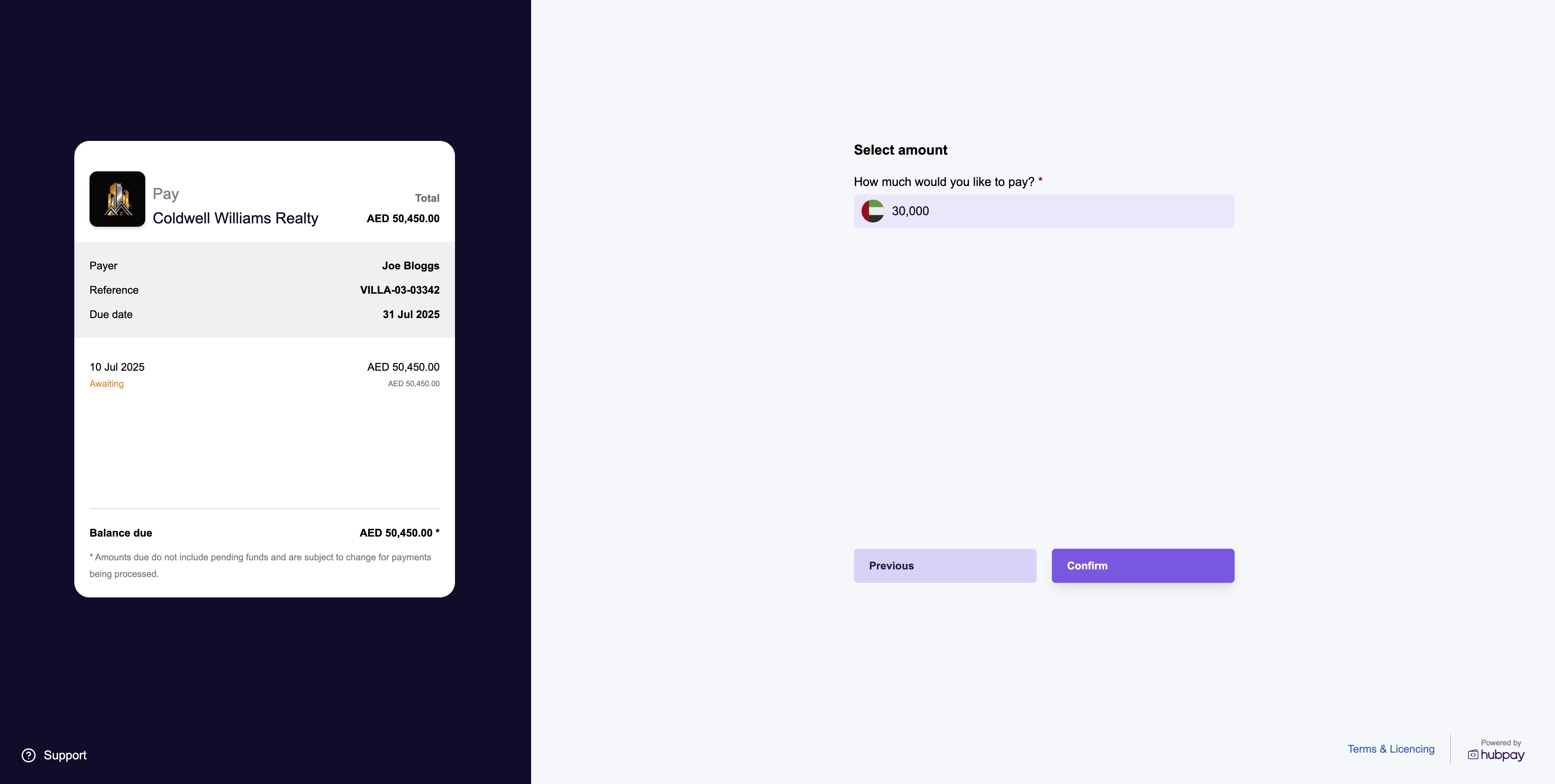 Entering amount for crypto payment