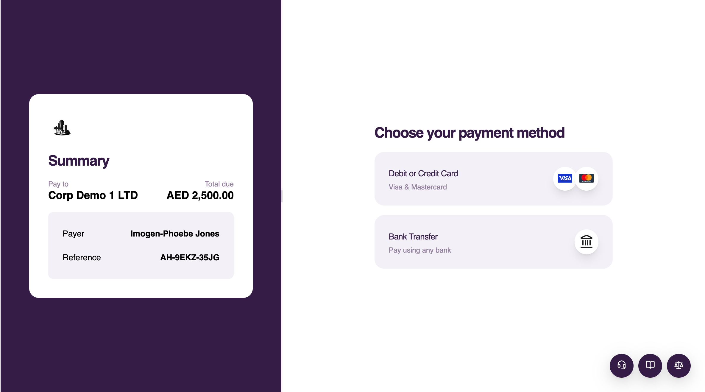 Debit or Credit Card option in payment link