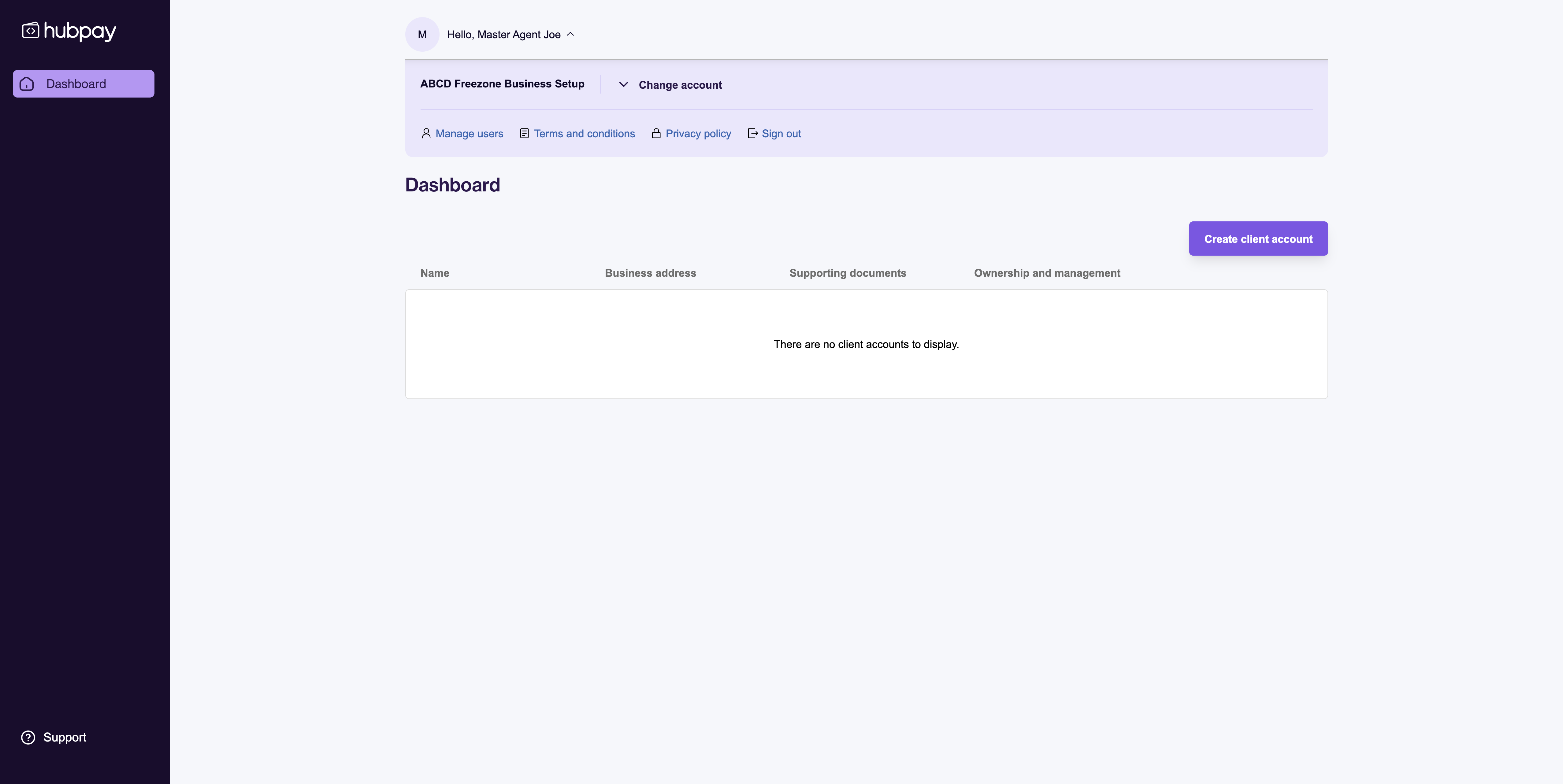 Manage Users screen